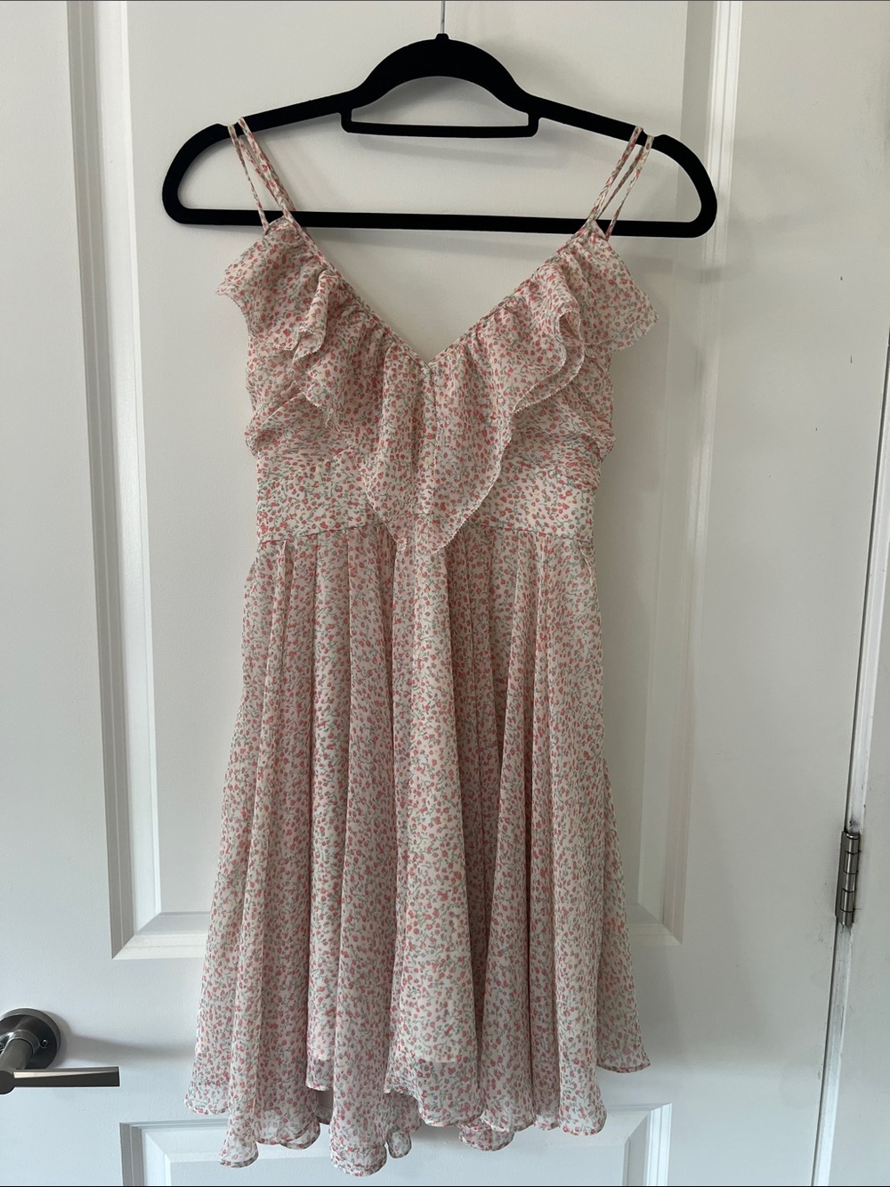 Guess Pink Floral Ruffle Mini Dress